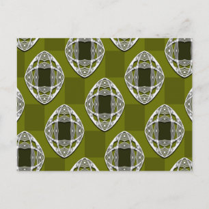Postal Patrón marcado de Olive Green Nouveau