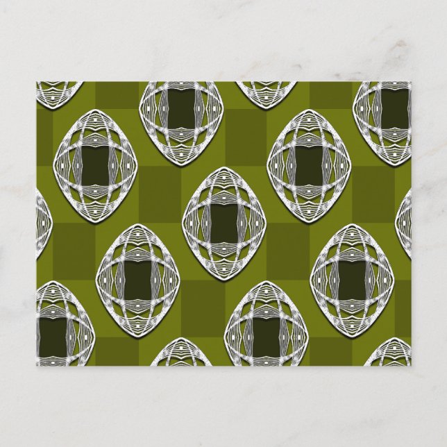 Postal Patrón marcado de Olive Green Nouveau (Anverso)