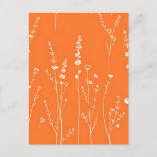 Postal Patrón Mínimo de Flor Silvestre Naranja Quemada