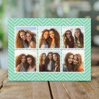 Patrón Mint Chevron con Collage de fotos Trendy 6