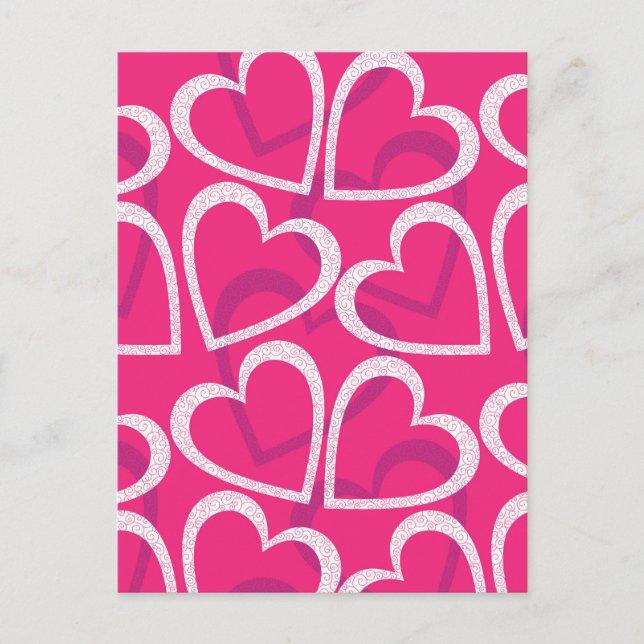 Postal Patrón moderno de corazón lindo amor rosa (Anverso)