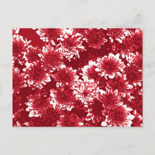 Postal Patrón moderno de dalia gráfica, rojo oscuro y bla