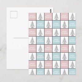 Postal Patrón moderno rosa y azul pastel de los navidades