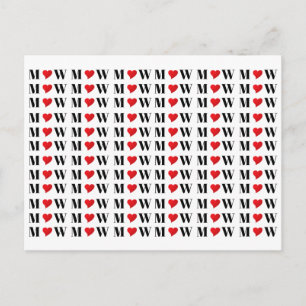 Postal Patrón monográfico de tipografía de parejas de cor