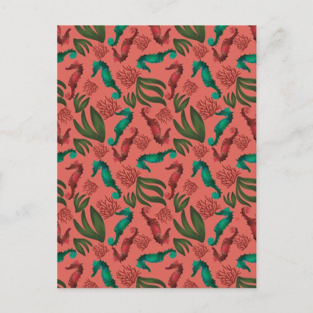 Postal Patrón náutico Coral de caballito de mar (Anverso)