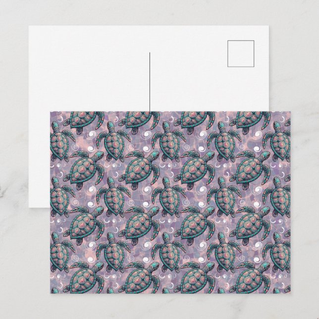 Postal Patrón oceánico de tortugas marinas (Anverso / Reverso)