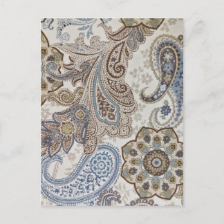 Postal Patrón paisley azul y marrón