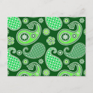 Postal Patrón Paisley, Esmeralda y Verde Jade