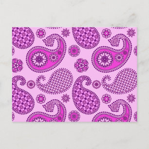 Postal Patrón paisley, orquídea y ametismo púrpura