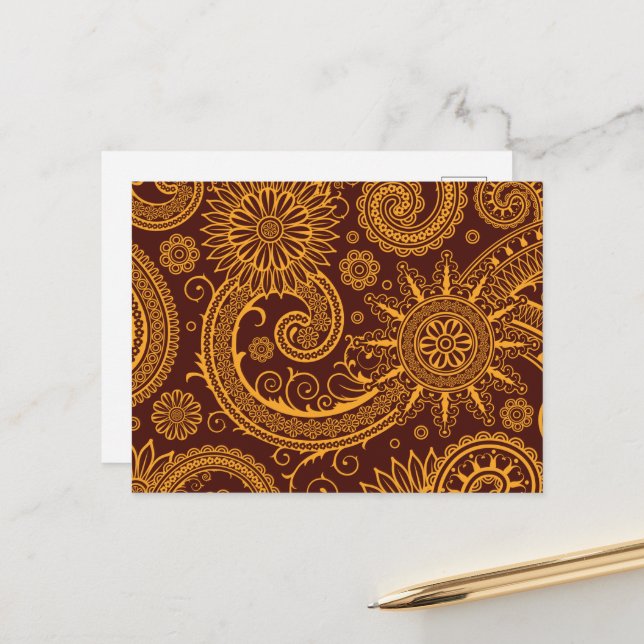 Postal Patrón Paisley, paisley persa, paisley oriental (Anverso/Reverso In Situ)