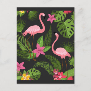 Postal Patrón Pavoreal Rosa con Flor