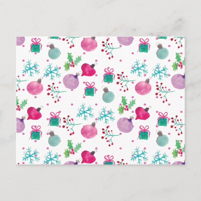 Postal Patrón pintado a mano con temática de Navidad en a (Anverso)