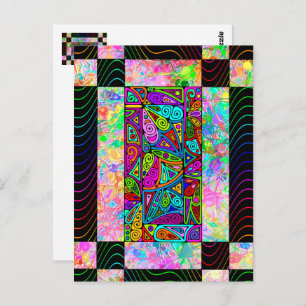 Postal Patrón Pintado A Mano Y Digitalmente Art 1