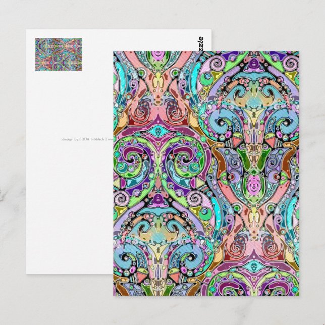 Postal Patrón Pintado A Mano Y Digitalmente Art 10 (Anverso / Reverso)