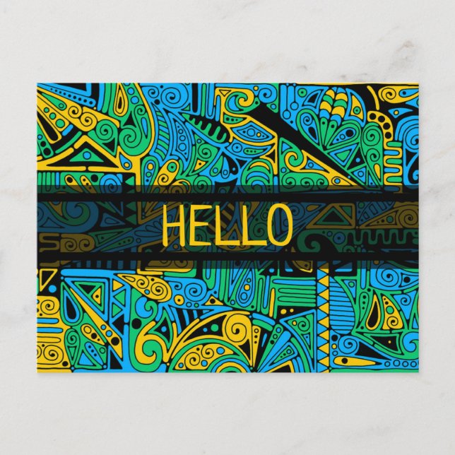 Postal Patrón Pintado A Mano Y Digitalmente Art. 21 (Anverso)