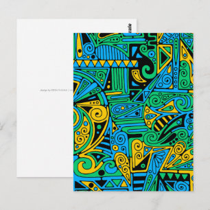 Postal Patrón Pintado A Mano Y Digitalmente Art. 21