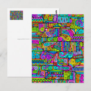 Postal Patrón Pintado A Mano Y Digitalmente Art. 5