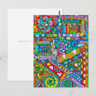 Postal Patrón Pintado A Mano Y Digitalmente Art 53