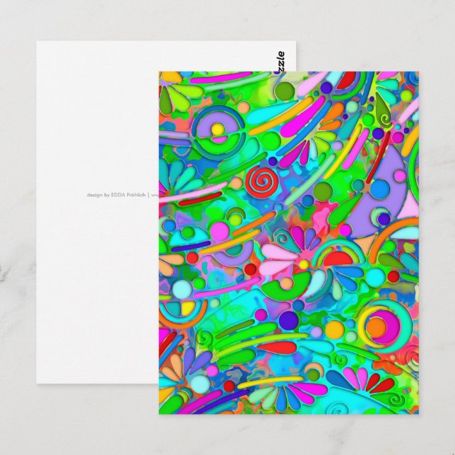 Postal Patrón Pintado A Mano Y Digitalmente Artículo 18 (Anverso / Reverso)