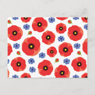 Postal Patrón Poppys Y Cornflowers
