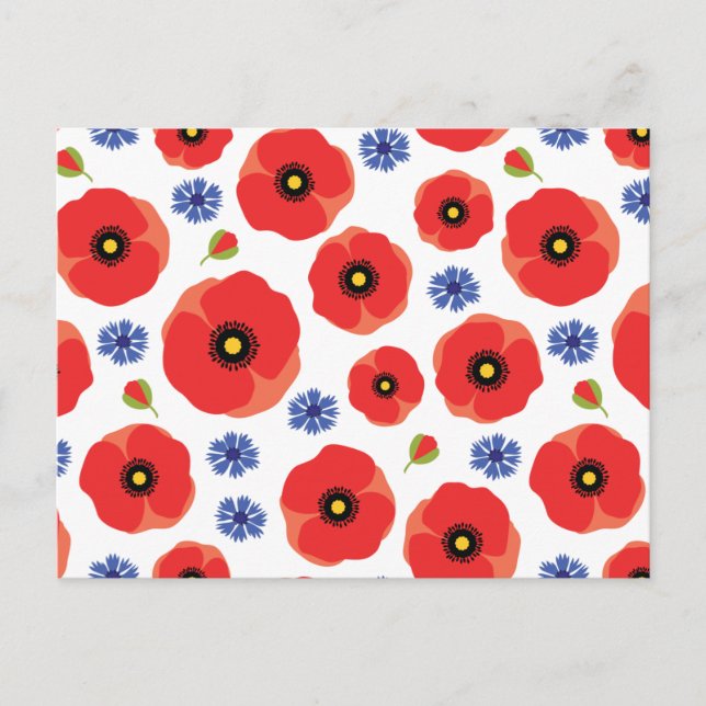 Postal Patrón Poppys Y Cornflowers (Anverso)