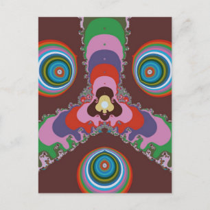 Postal Patrón psicodélico de los 70 Arte retro