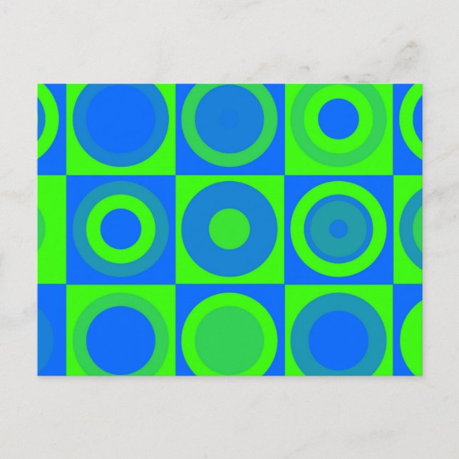 Postal Patrón Retro Azul Y Verde (Anverso)