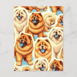 Postal Patrón retro de brillo de chow-chow