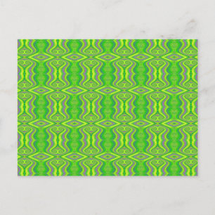 Postal Patrón retro fractal de Lime Green 60