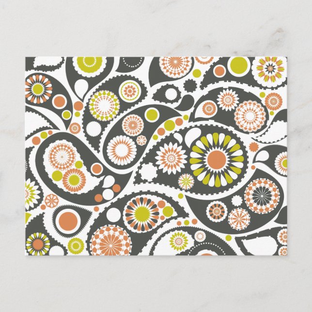 Postal Patrón retro paisley (Anverso)