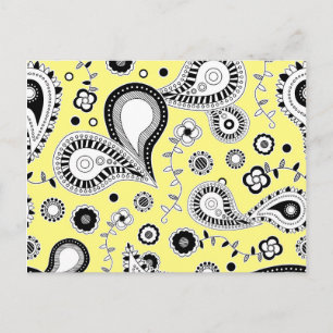 Postal Patrón retro paisley amarillo