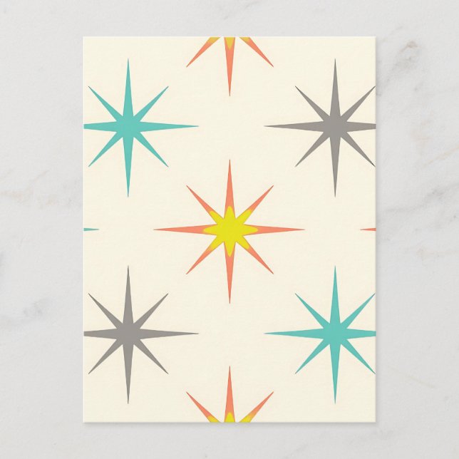 Postal Patrón Retro Starburst de Mitad de Siglo (Anverso)