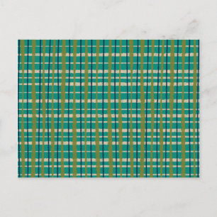 Postal Patrón retro trenzado picnic Verde azulado verde