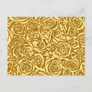 Postal Patrón Rosa abstracto moderno, amarillo mostaza