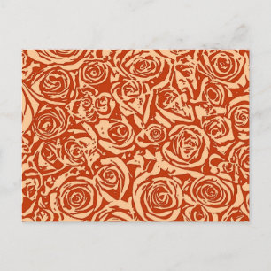 Postal Patrón Rosa abstracto moderno, Naranja mandarín