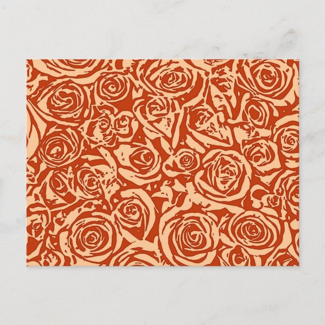 Postal Patrón Rosa abstracto moderno, Naranja mandarín (Anverso)