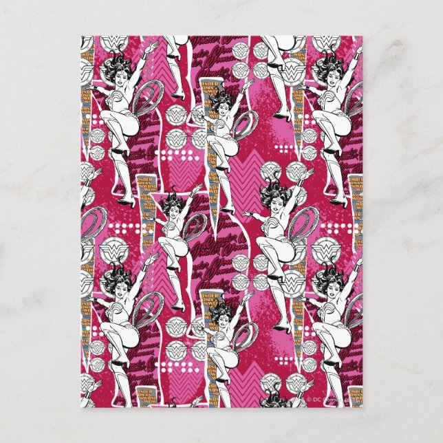 Postal Patrón rosa de mujer maravilla (Anverso)