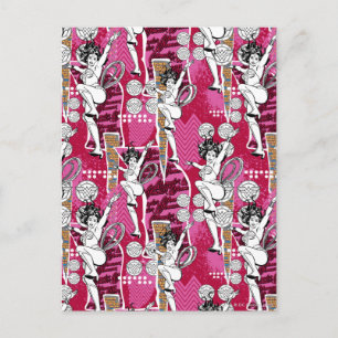 Postal Patrón rosa de mujer maravilla