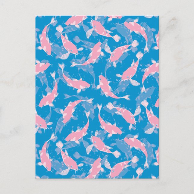 Postal Patrón rosa y azul - Koi Fish (Anverso)