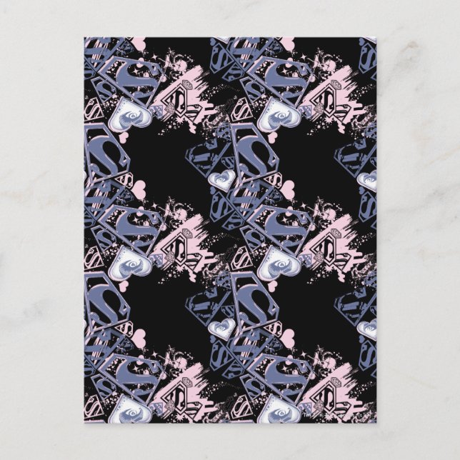 Postal Patrón rosa y púrpura superchica (Anverso)