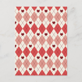 Postal Patrón sin costuras de corazón rojo argyle Romance