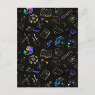 Postal Patrón sin fisuras suministros escolares, escuela