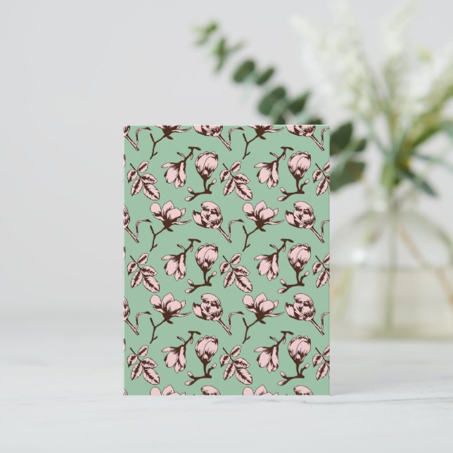 Postal Patrón sin foco con brotes de flores de los árbole (Anverso de pie)
