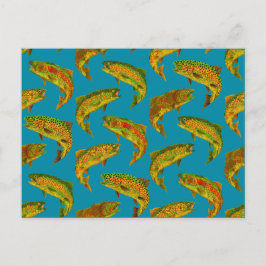 Postal Patrón sin problemas de la trucha arco iris de hoj