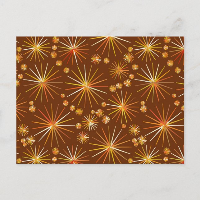 Postal Patrón sputnik de mediados de siglo, marrón chocol (Anverso)