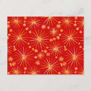 Postal Patrón sputnik de mediados de siglo, rojo profundo