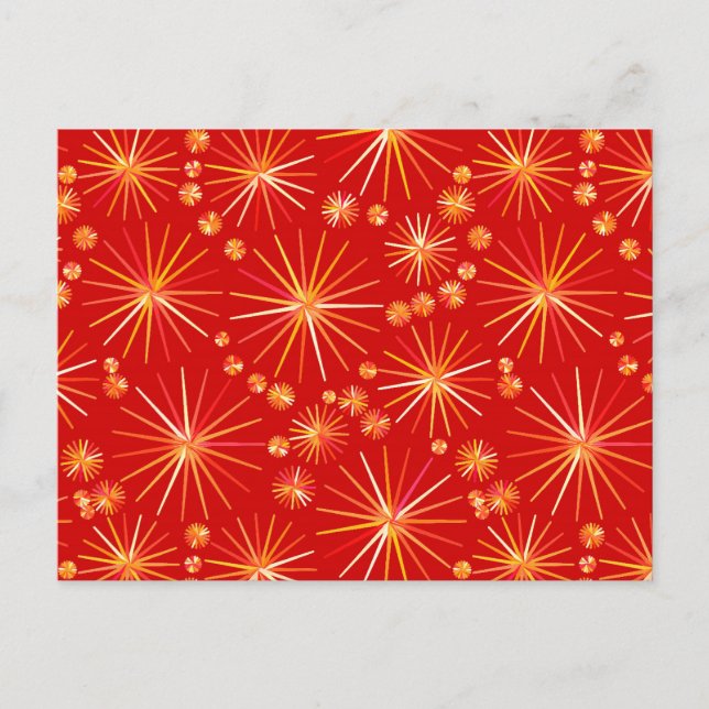 Postal Patrón sputnik de mediados de siglo, rojo profundo (Anverso)