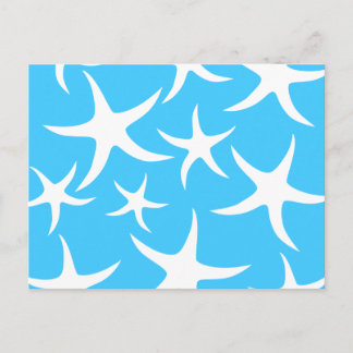 Postal Patrón Starfish, azul turquesa brillante y blanco.