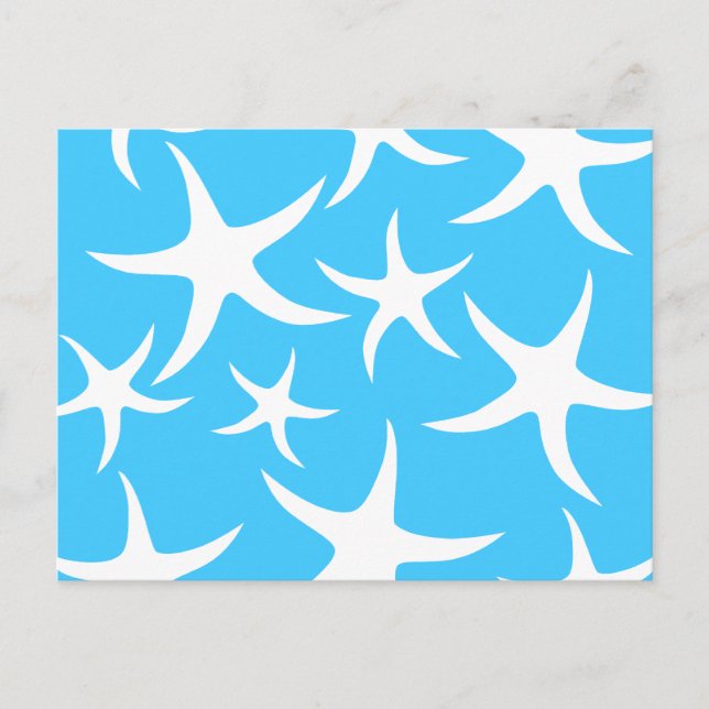 Postal Patrón Starfish, azul turquesa brillante y blanco. (Anverso)