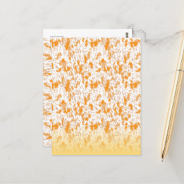 Postal Patrón textil con un vibrante naranja y gol